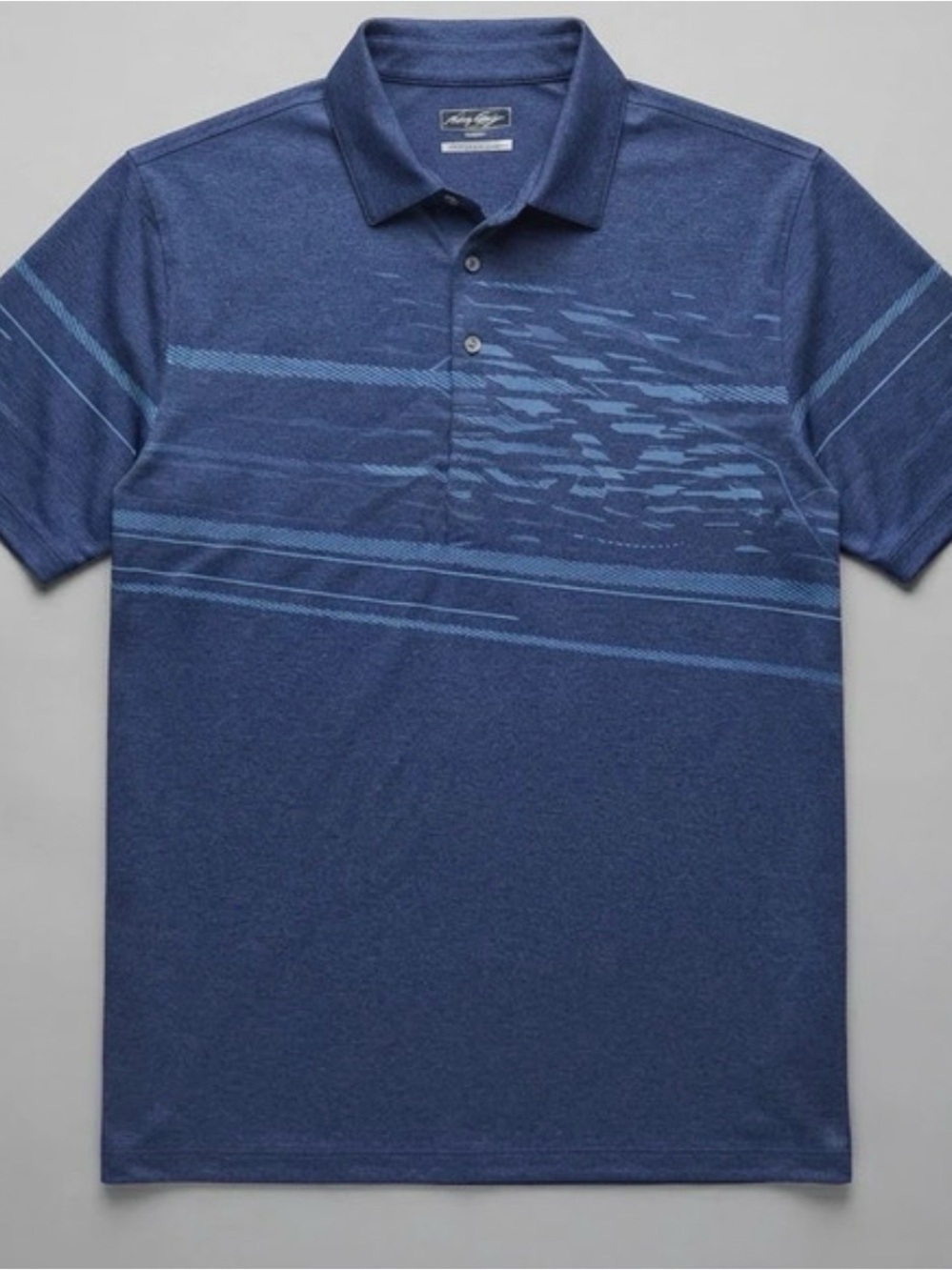 Ben Hogan Performance Mens 3XL Blue Graphic Stripe Golf Polo Shirt